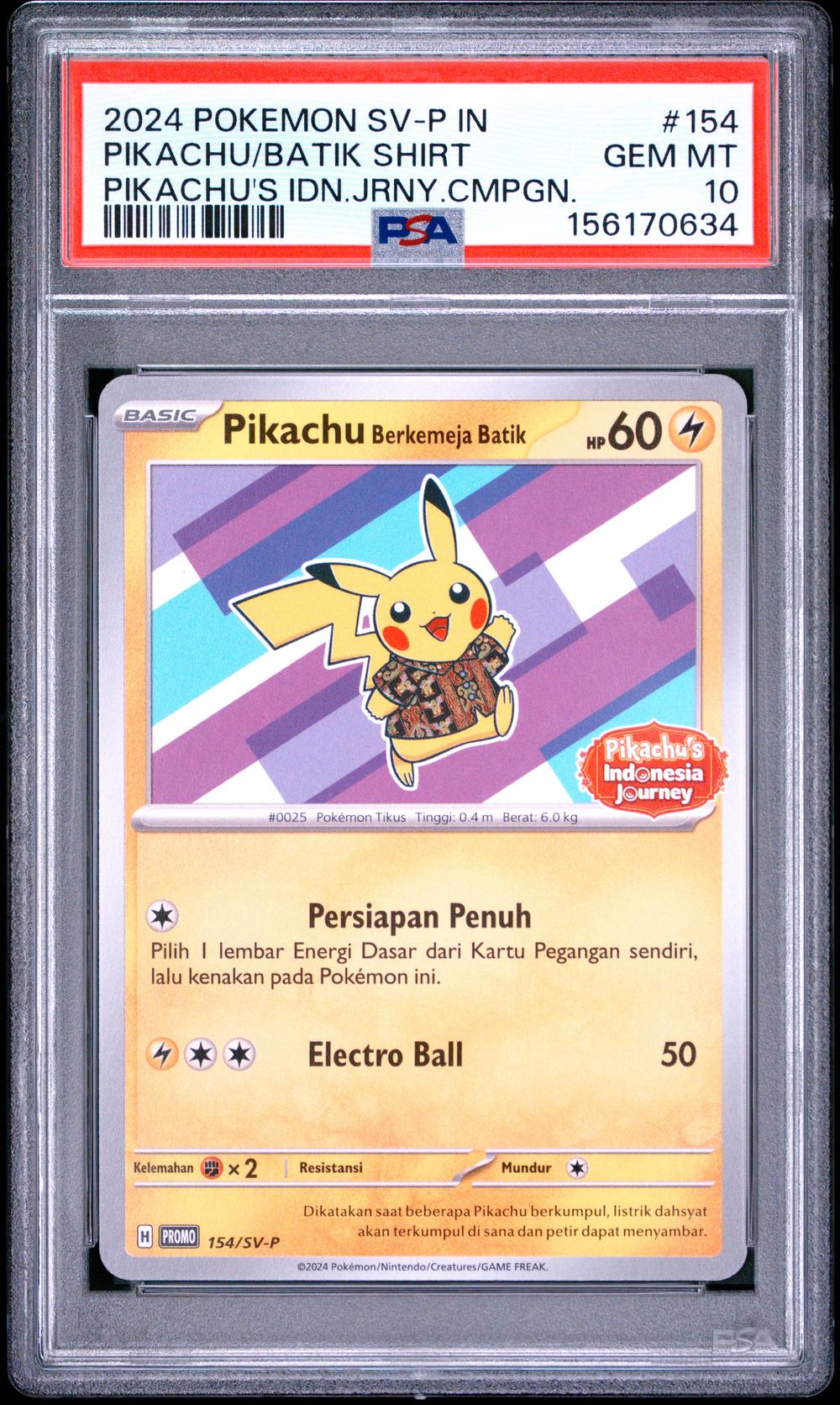 2024 Pikachu in Batik Shirt - Pokémon Pokémon SV-P Promo PSA 10